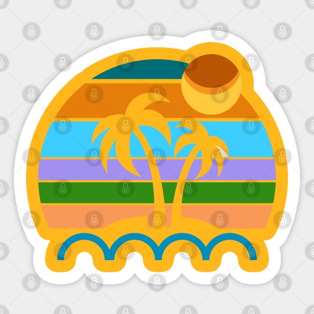 cool sunset view under coconut trees Sticker by wattlose